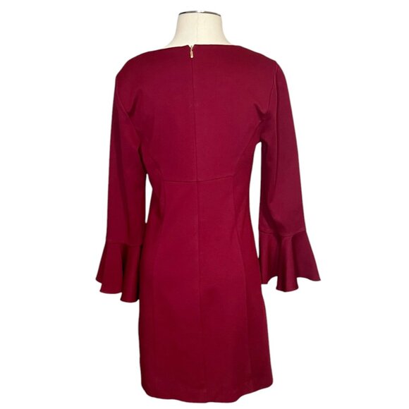 Trina Turk wine red bell sleeve knit dress size M/L NWT - Picture 3 of 12